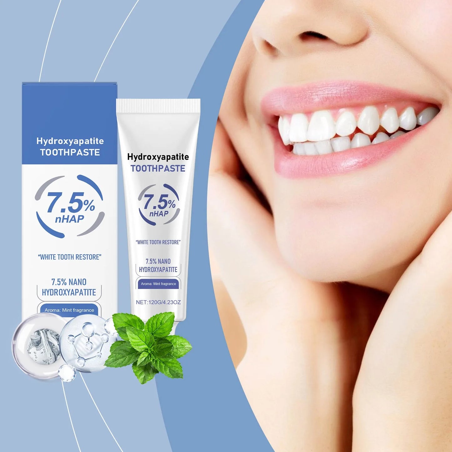 Hydroxyapatite Toothpaste Fluoride-Free for Advanced Enamel Protection for Sensitive Teeth, Gentle and Effective Formula