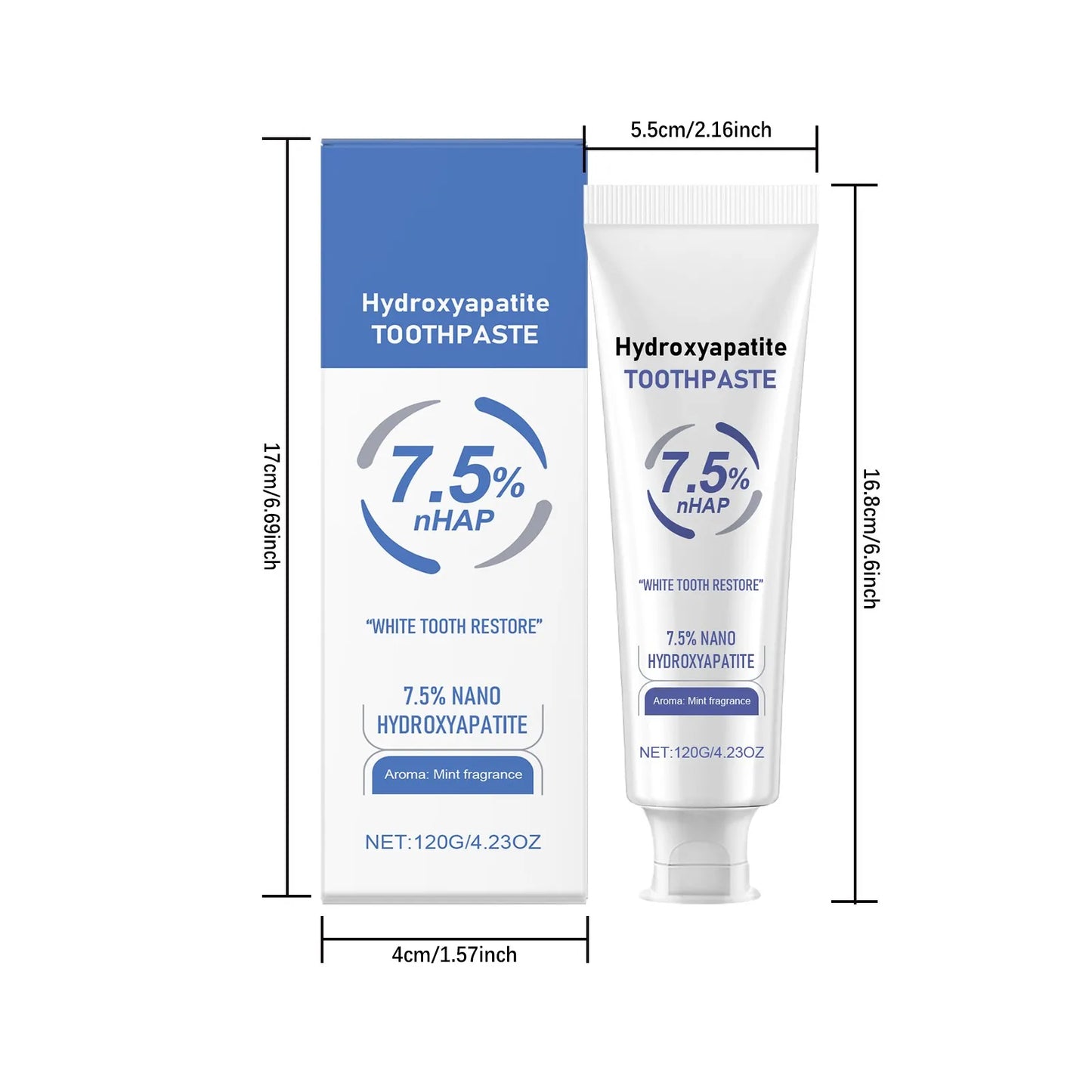 Hydroxyapatite Toothpaste Fluoride-Free for Advanced Enamel Protection for Sensitive Teeth, Gentle and Effective Formula